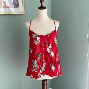 Cute Red Floral Pleated Strappy Top from Urban Outfitters, great condition